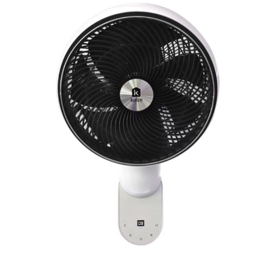 Kolin DC Inverter Wall Type Air Circulator (Category: Fans) located in Manila. Submitted by jhie24 (Listing ID 1467149934, Image 1). Description: - Brand: Kolin - Color: White body with black blades - Design: Modern round shape with digital control base - Features: Keeps rooms cool and airy, compact size for desks and tables - Power: Plugs into standard wall outlets - Build: Solid and trusted home appliance quality.