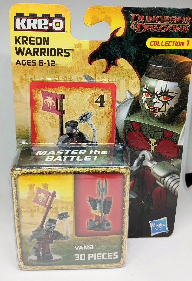 Kre-O Dungeons & Dragons Kreon Warriors Vansi (Category: Figurines & Statues) located in Manila. Submitted by brunobeaut55620 (Listing ID 1467139237, Image 1). Description: Unopened Kre-O Dungeons & Dragons Kreon Warriors set, character Vansi. Collection 1, model number A7713/A6746. Includes 30 building pieces, mini figure with flag, weapon, and terrain build. Original blister packaging, Hasbro 2013 release. Recommended ages six to twelve..