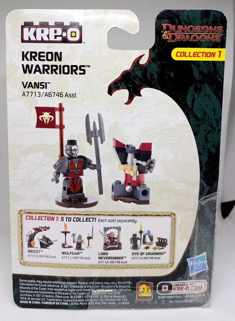 Kre-O Dungeons & Dragons Kreon Warriors Vansi (Category: Figurines & Statues) located in Manila. Submitted by brunobeaut55620 (Listing ID 1467139237, Image 2). Description: Unopened Kre-O Dungeons & Dragons Kreon Warriors set, character Vansi. Collection 1, model number A7713/A6746. Includes 30 building pieces, mini figure with flag, weapon, and terrain build. Original blister packaging, Hasbro 2013 release. Recommended ages six to twelve..