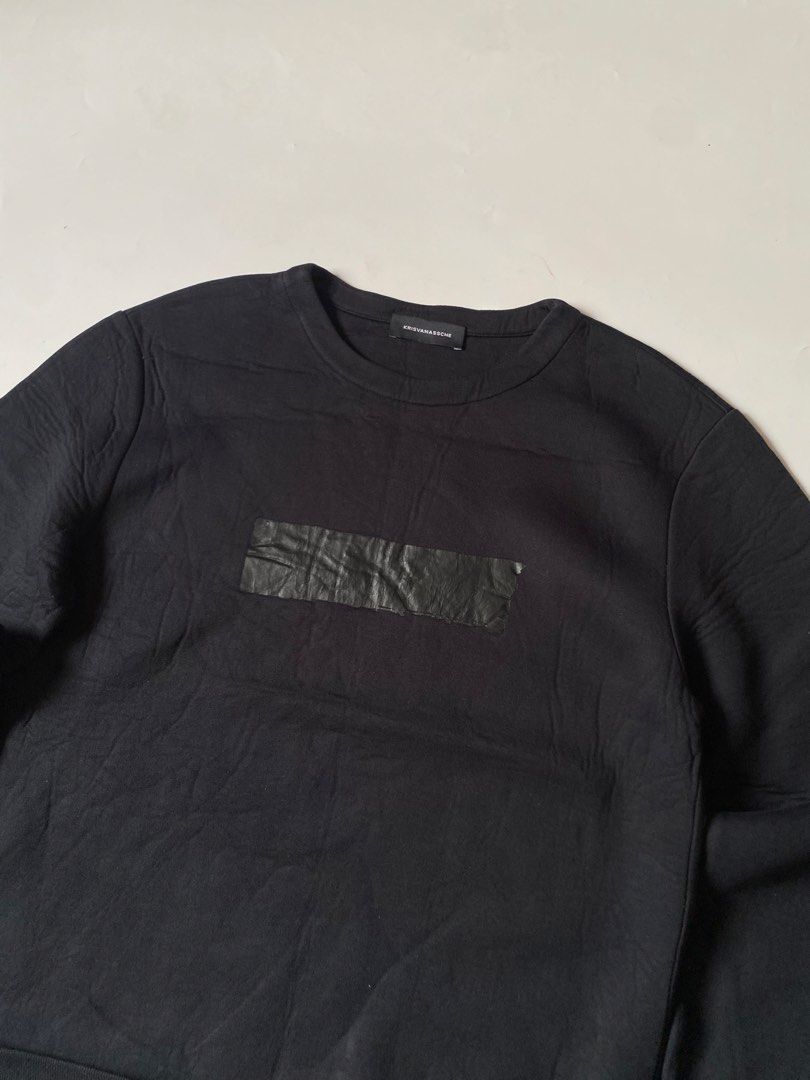 KRISVANASSCHE Black Logo Sweater (Category: Coats, Jackets and Outerwear) located in Baguio. Submitted by archival.store (Listing ID 1467066136, Image 2). Description: :length - 25 :width - 21 :shoulder - 19 :sleeves - 24.