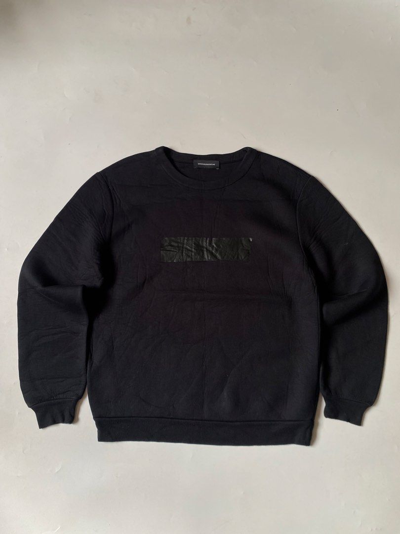 KRISVANASSCHE Black Logo Sweater (Category: Coats, Jackets and Outerwear) located in Baguio. Submitted by archival.store (Listing ID 1467066136, Image 1). Description: :length - 25 :width - 21 :shoulder - 19 :sleeves - 24.