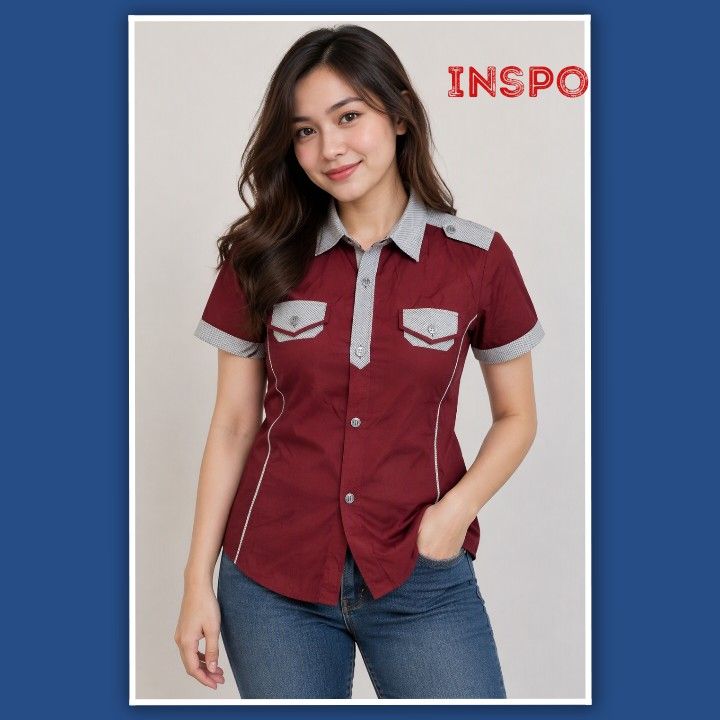 Ladies Maroon Contrast Button-Down Blouse (Category: Blouses) located in Manila. Submitted by stuffzz2shop (Listing ID 1467164015, Image 1). Description: Short sleeves for comfort •Button-front closure •Contrast shoulder accents •Curved side seams for a feminine fit 2 functional fronts pockets Best fir S-M No when worn photos No COD No rush shipping please No meet ups Shipping is every Saturday No cancellations once handed to courier Seller is no