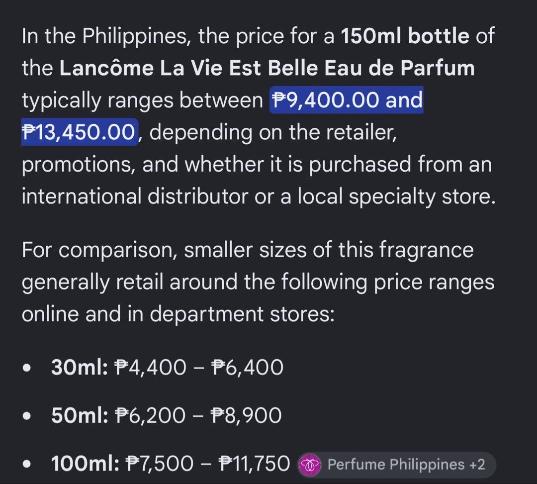 LANCÔME La Vie Est Belle (Category: Fragrance & Deodorants) located in Bulacan. Submitted by shopwithme_23 (Listing ID 1467145225, Image 2). Description: •BNIB •EDP •150ml ₱8,700 onlyyy Retails for 9-13k++ .