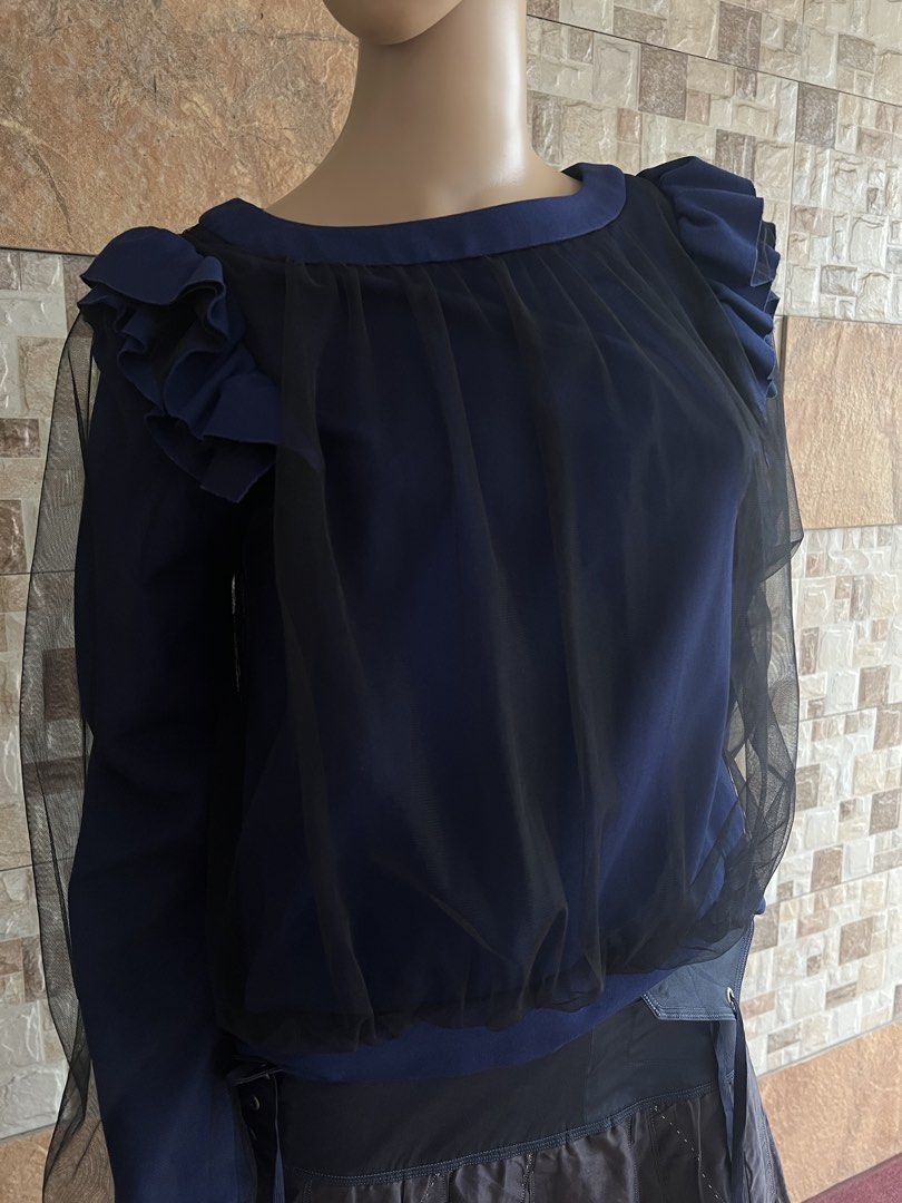 LANVIN - “ RUFFLE TRIM “ DESIGN LONGSLEEVES (Category: Longsleeves) located in Bacolod City. Submitted by timelessbyjosh (Listing ID 1467057852, Image 2). Description: BEST FOR CASUAL OUTFITS SIZE : 38 ACTUAL COLOR : BLACK & DARK BLUE COLOR RATE : 10 OUT OF 10 CONDITION : NEAR NEW MATERIAL : MADE IN : FLAWS : NONE DIMENSIONS LENGTH - 21 WIDTH ( ARMPIT TO ARMPIT ) - 17 SHOULDER TO SHOULDER - SLEEVE LENGTH ( ARMPIT TO WRIST ) - MEASUREMENT TAKEN WH