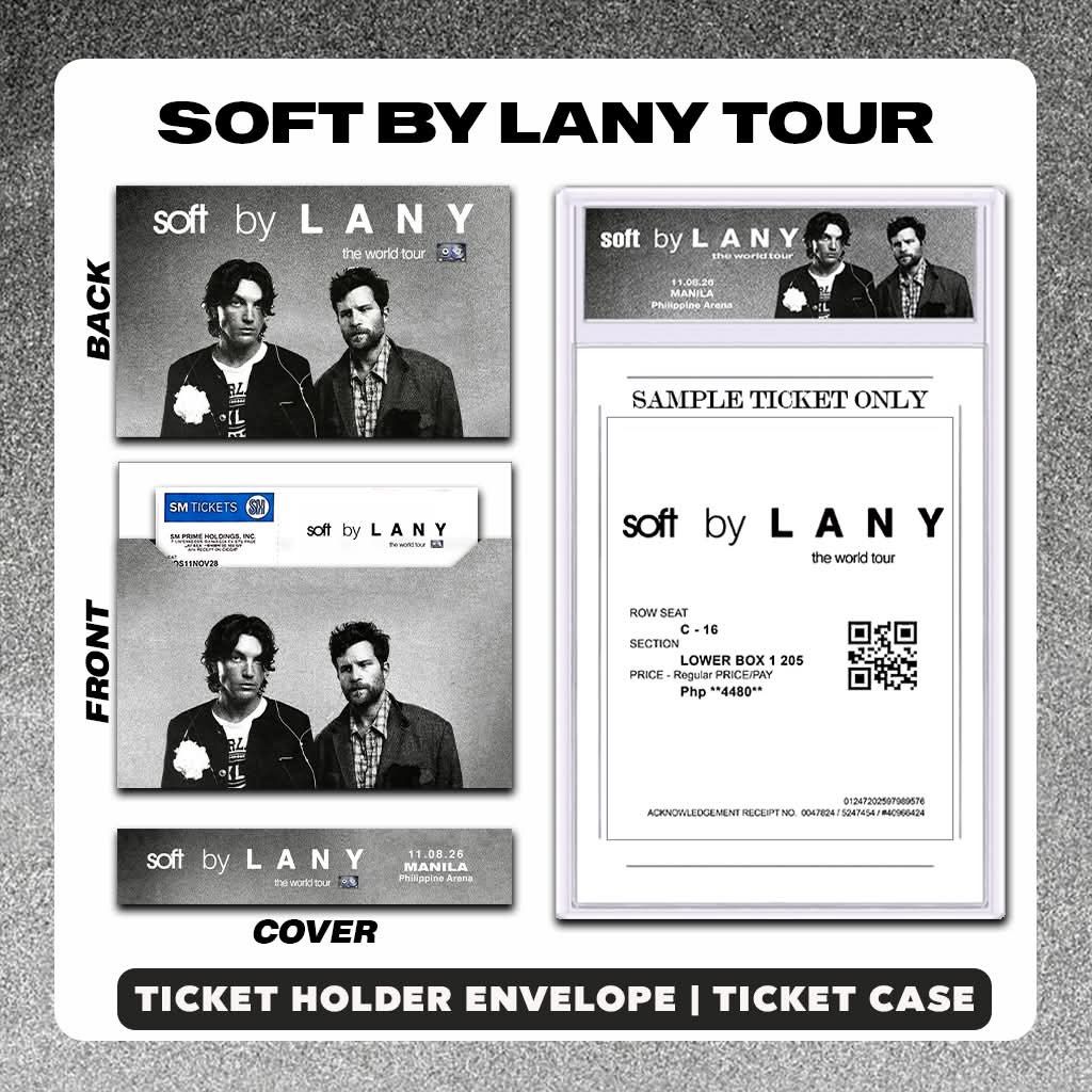 Lany SOFT Tour ticket case and ticket envelope (Category: Events Tickets) located in Bacoor. Submitted by supremoslab (Listing ID 1467055257, Image 1). Description: 🎟️ KEEP YOUR CONCERT TICKETS SAFE & MEMORABLE! 🎶✨ Perfect for SM Tickets & Ticketnet — whether you’re keeping tickets from past concerts or protecting your tickets for current & future concerts! 🫶 ✨ Protects your tickets from folds, stains & damage 🎟️ Perfect for concert-goers & t