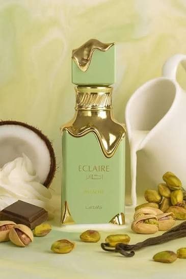 Lattafa Eclaire Pistache Eau De Parfum 100ml (Category: Fragrance & Deodorants) located in Mandaluyong City. Submitted by cla_young (Listing ID 1467045389, Image 2). Description: Selling my 100 mL bottle of Lattafa Eclaire Pistache (EDP). Condition: Like new, only sprayed it twice. Comes with the original packaging. No defects or dents on the bottle Scent Profile: Gourmand (Pistachio cream, whipped cream, coconut, cacao, milk, vanilla, and musk) 