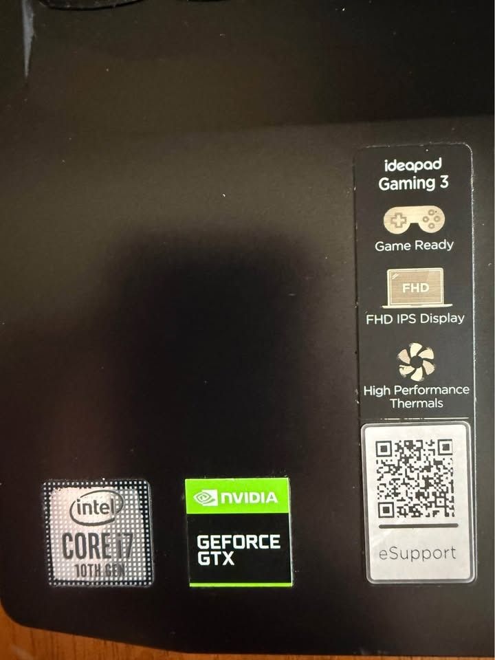 Lenovo IdeaPad Gaming 3 Laptop (Category: Laptops & Notebooks) located in Quezon City. Submitted by clemg6 (Listing ID 1466081544, Image 2). Description: Lenovo IdeaPad Gaming 3 15IMH05 - 35K INTEL i7-10750H CPU @ 2.60GHz (2.59 GHz) RAM: 8.00 GB NVIDIA GeForce GTX 1650 Ti (4 GB) ROM: 256 GB Windows 11 Home Single Language No issues Hindi nagagamit coz I’m mainly using my work issued X13 ThinkPad Minor scratches not affecting performance Power but