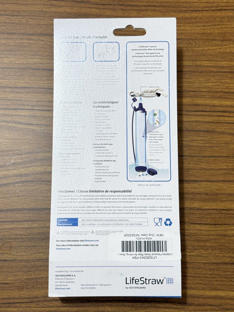 Authentic LifeStraw Personal Water Filter - Brand New (Category: Water Bottles & Tumblers) located in Quezon City. Submitted by vg.ph (Listing ID 1466977174, Image 3). Description: For sale: Authentic LifeStraw personal water filter in blue. Details: ✅Removes bacteria and protozoa for safe drinking water outdoors. Filters up to 4,000 liters ✅Hollow fiber membrane technology, no chemicals needed ✅Includes lanyard. Unopened in original packaging ⛔️