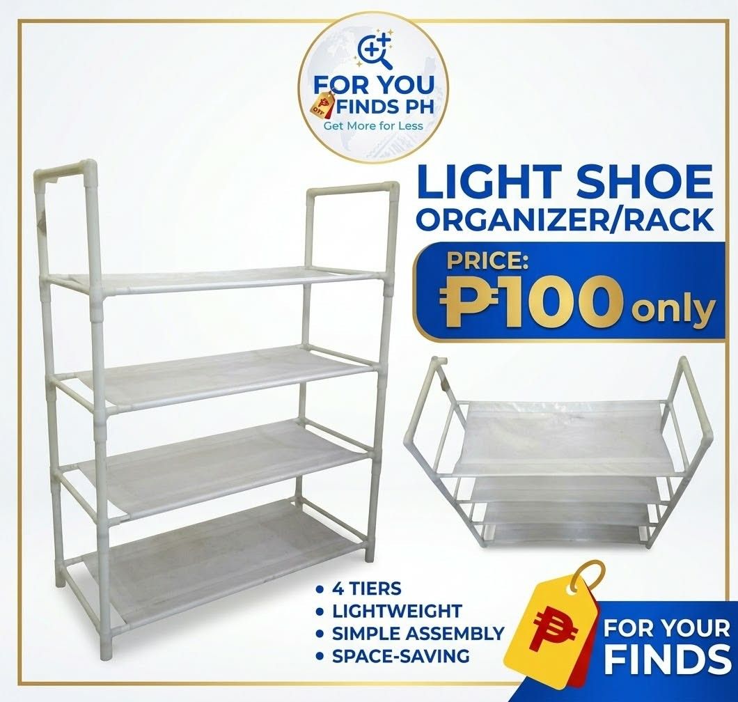 Light Shoe rack/organizer (Category: Home Improvement Tools & Accessories) located in Pateros City. Submitted by foryoufindsph (Listing ID 1467160732, Image 1). Description: Buy Now at For You Finds PH | Get More For Less Meet up in Pateros or for pick up.