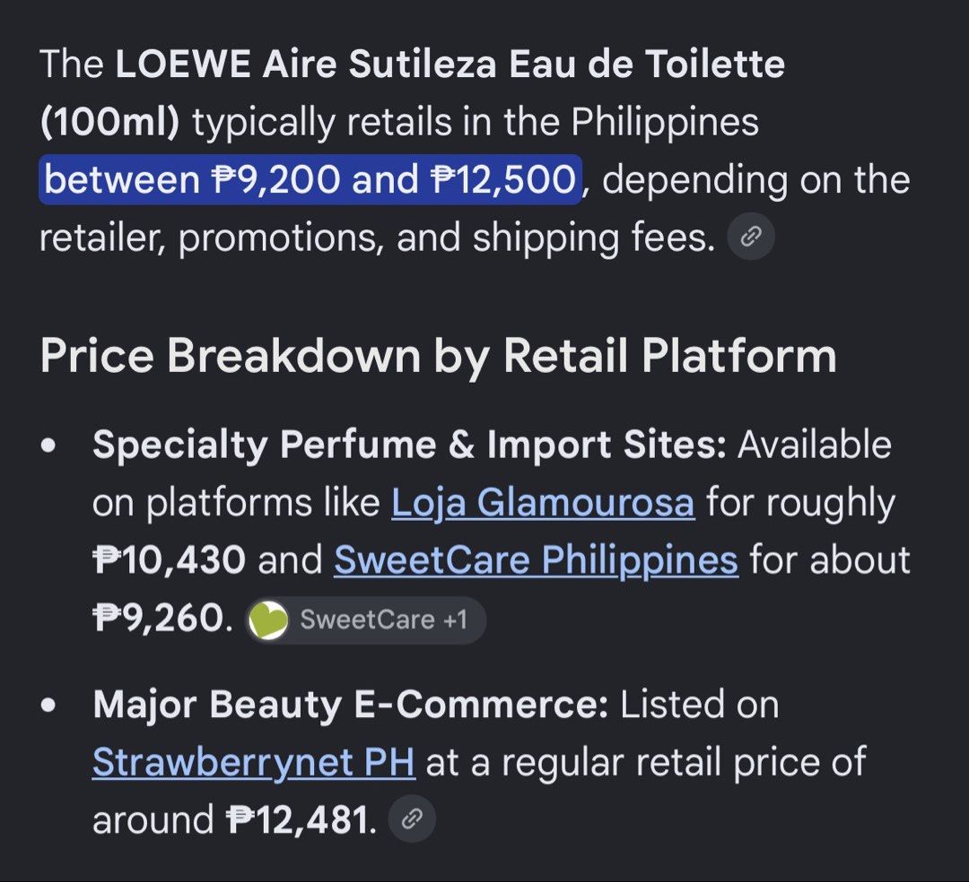 LOEWE Aire Sutileza (Category: Fragrance & Deodorants) located in Bulacan. Submitted by shopwithme_23 (Listing ID 1467144710, Image 2). Description: •BNIB •EDT •100ml ₱7,500 onlyyy Retails for 9-12k+ .