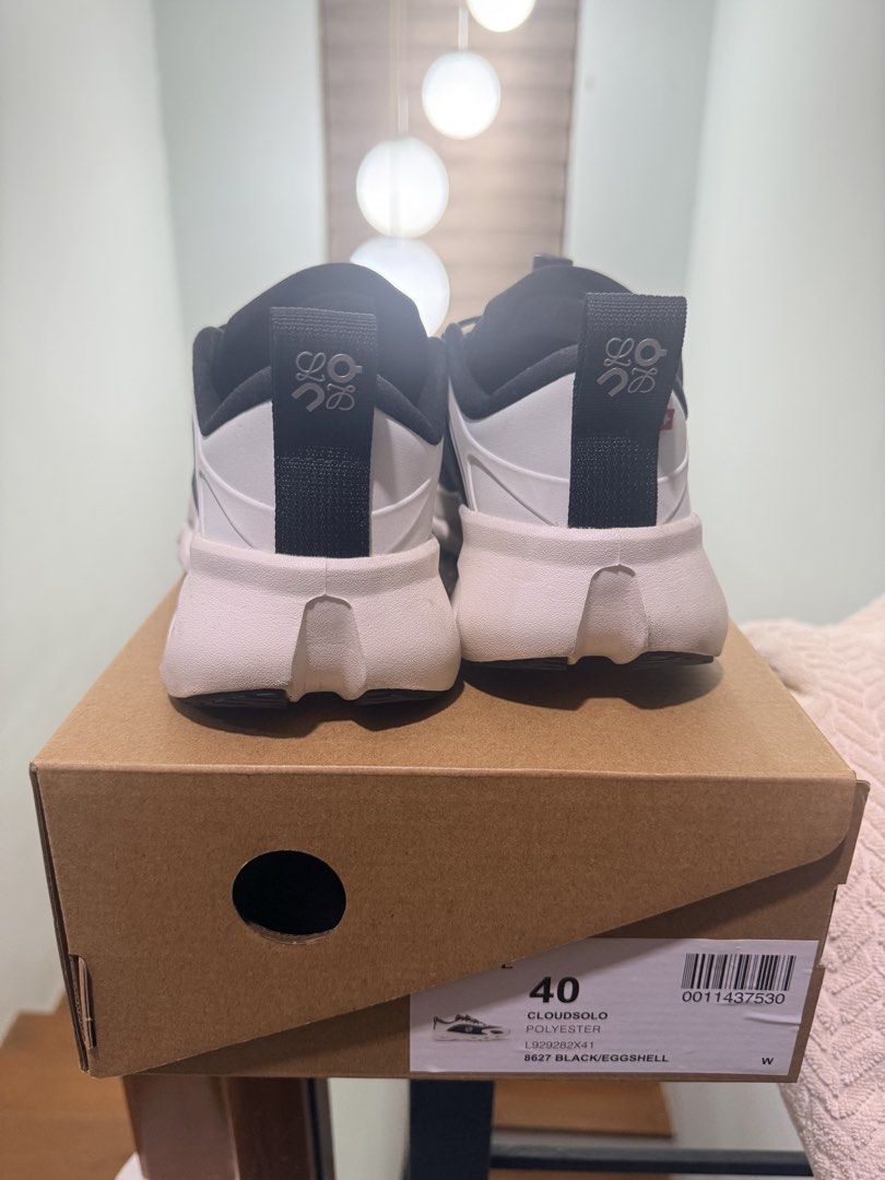 Loewe x On Cloudsolo Black Eggshell Size 40 (Category: Sneakers) located in San Juan City. Submitted by jerliu (Listing ID 1467125598, Image 3). Description: Loewe x On Cloudsolo - Colorway: Black and Eggshell - Size: 40 EU Women - Condition: used once - complete with box and extra lace - bought in Milan - Rfs: wrong size.