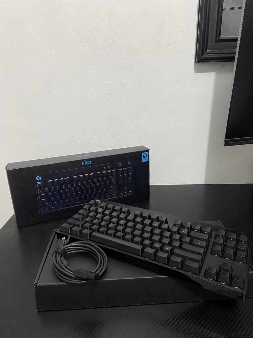 Logitech G Pro Mechanical Keyboard (Category: Computer Keyboard) located in Makati City. Submitted by mightybear_3ac45c (Listing ID 1467133447, Image 1). Description: - Model: Logitech G Pro TKL Mechanical Gaming Keyboard - Switches: GX Blue Clicky (verified by box label) - Design: Tenkeyless layout with black keycaps and detachable USB cable - Condition: Clean, well-maintained, and ready for your desk setup - Inclusion: Original box included.