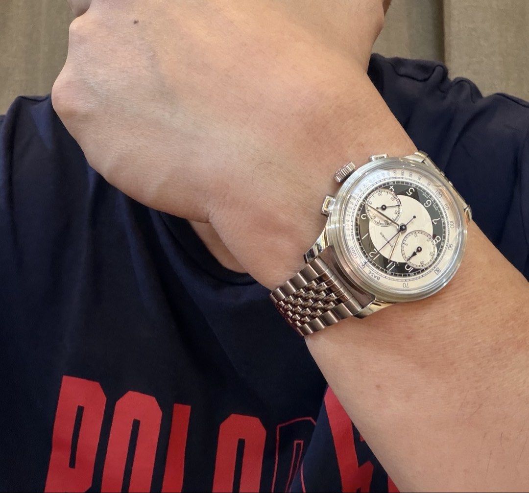 Longines Heritage Classic Chronograph Watch (Category: Luxury Watches) located in Quezon City. Submitted by koji18 (Listing ID 1438499397, Image 3). Description: 2025 Longines heritage classic chrono Tudedo dial Complete local ad With receipt 189k php 3 extra straps 1 extra beads of rice vintage bracelet Like new Negotiable.