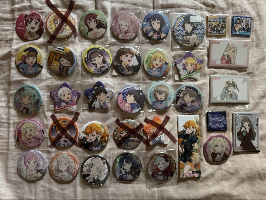Love Live Can Badges (Category: Character Goods) located in Cebu City. Submitted by vincevins27 (Listing ID 1467032092, Image 1). Description: Love Live Can badges for sale 100 php each Condition: brand new Official licensed merch, imported from Japan NOTE: Items marked with "X" means already SOLD Location: Cebu Meetups within Cebu City only Can ship nationwide, but buyer shoulders shipping fee PM if interested .