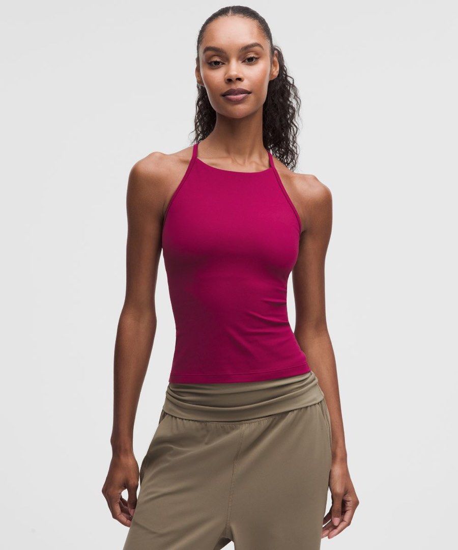 NEW Lululemon Raspberry Rave High-Neck Halter Top (Category: Activewear) located in Marikina City. Submitted by arsm_ (Listing ID 1466982880, Image 1). Description: hii!! selling my brand new lulu halter top in the same price I bought it! RFS: wrong size :((() (a bit too loose on my bust area) .