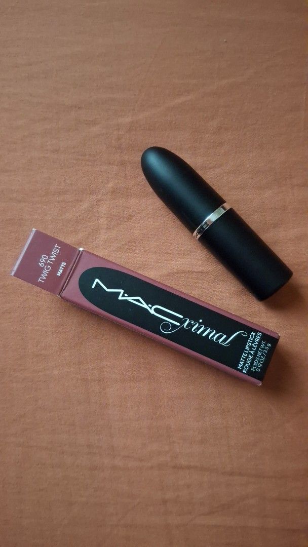MAC ximal Matte Lipstick Twig Twist 690 (Category: Makeup) located in Cebu City. Submitted by shielamarie_8 (Listing ID 1467018532, Image 2). Description: Bought in Shanghai China 🇨🇳 160 RMB (1,600 PESOS) - Brand: MAC - Line: Ximal Matte Lipstick - Shade: 690 Twig Twist (Daily pinky-brown) - Finish: Comfortable matte - Condition: Brand new, unused inside original packaging box - Size: 3.5g / 0.12 oz.