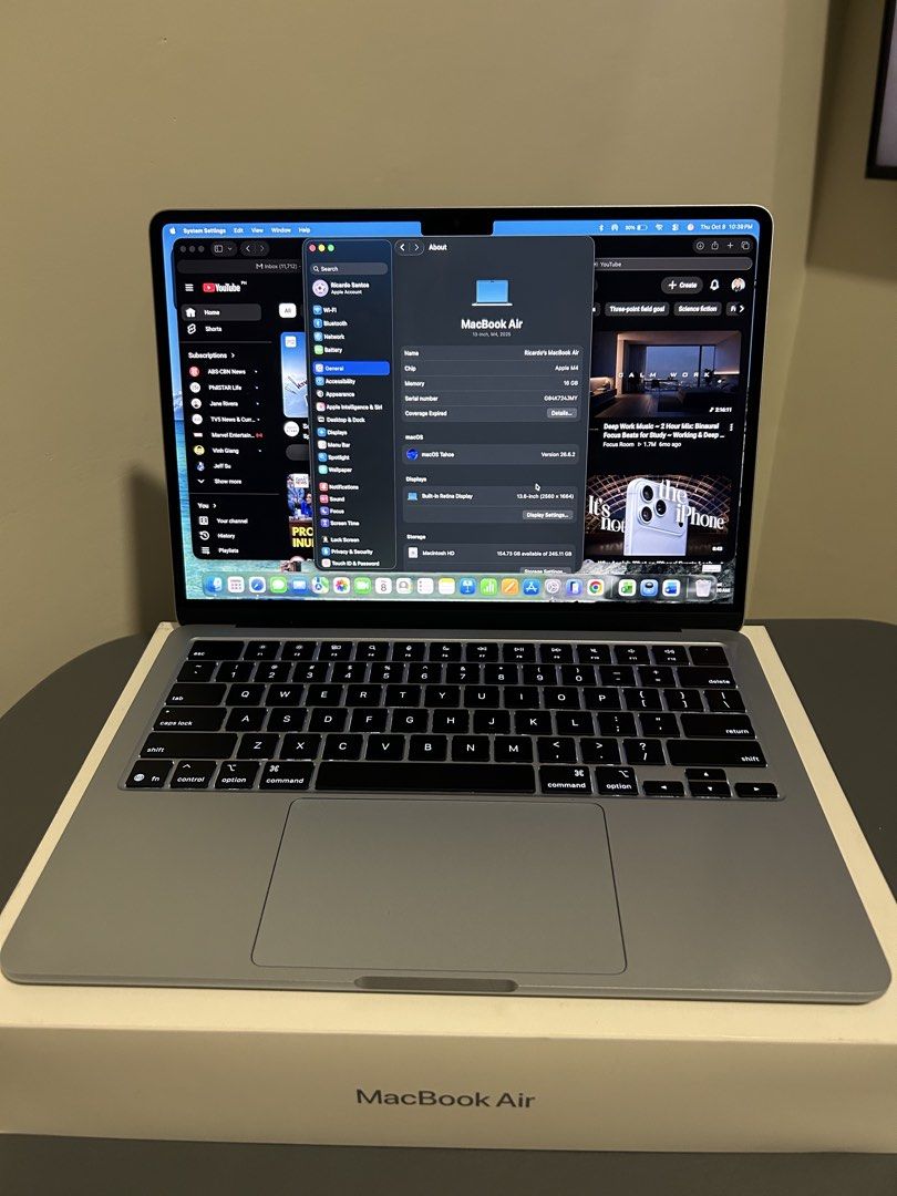 MacBook Air M4 - 16GB RAM (Category: Laptops & Notebooks) located in Quezon City. Submitted by ricardo7_ (Listing ID 1466982752, Image 2). Description: Macbook Air M4. 16GB RAM. 256GB SSD. Complete set with receipt from Apple Singapore. 100% battery health. Under utilized. No any dents or defects. .