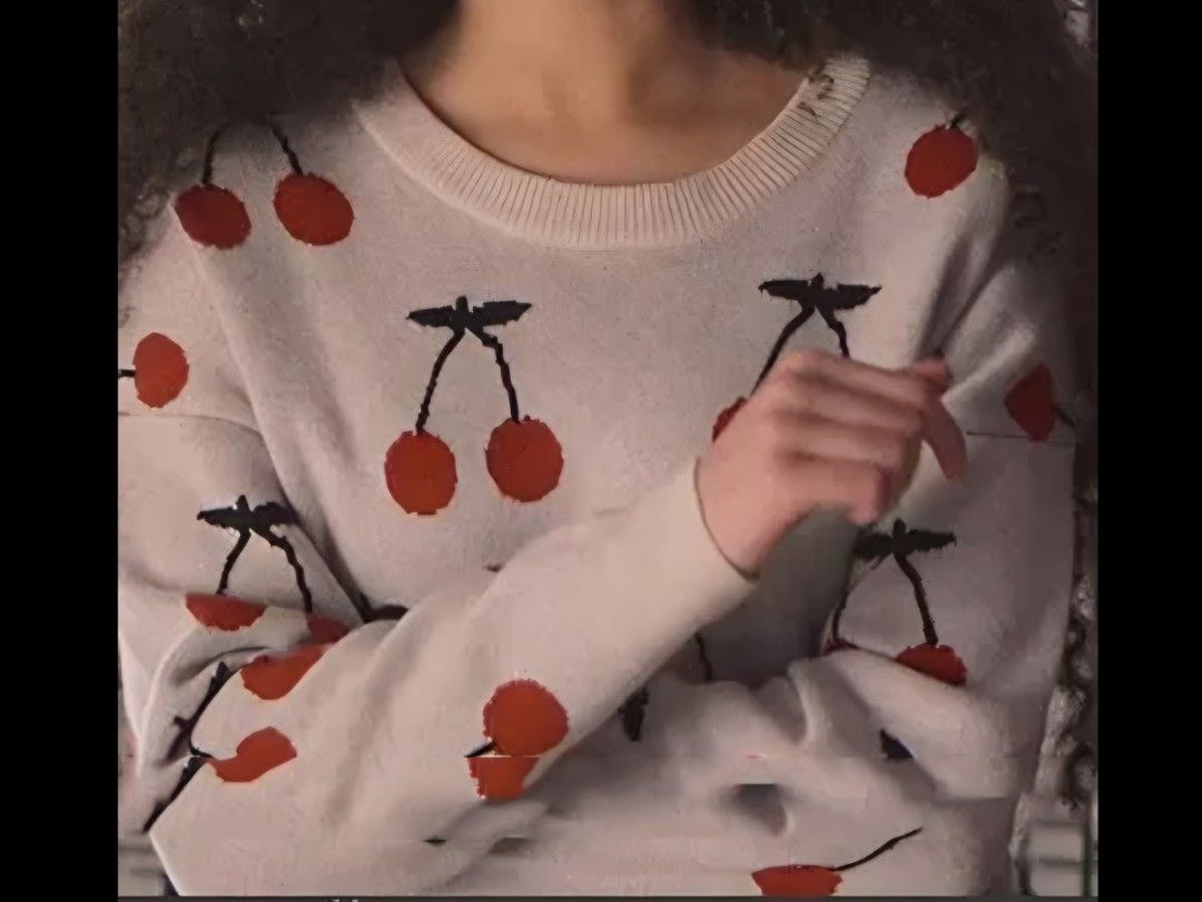 Madewell cherry print jacket large - xl zara mango (Category: Longsleeves) located in San Pablo. Submitted by allyourbrandedneeds (Listing ID 1467040412, Image 2). Description: - Brand: Madewell - Style: Cream crewneck sweater with all-over cherry pattern and blue cherry accents - Size: XL - Material: 38% viscose, 35% polyamide, 22% merino wool, 5% alpaca - Features: Ribbed collar, cuffs, and hem; soft, cozy, and warm knit - Care: Hand wash only 