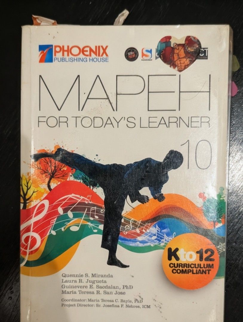 MAPEH For Today's Learner Grade 10 Phoenix Publishing House (Category: Textbooks) located in Quezon City. Submitted by moonjay2026 (Listing ID 1467047644, Image 1). Description: - Title: MAPEH For Today's Learner Grade 10 - Publisher: Phoenix Publishing House - Authors: Quennie S. Miranda, Laura R. Jugueta, Guinevere E. Sacdalan PhD, Maria Teresa R. San Jose - Curriculum: K to 12 Compliant - Format: Paperback - Condition: Clean inside pages, with