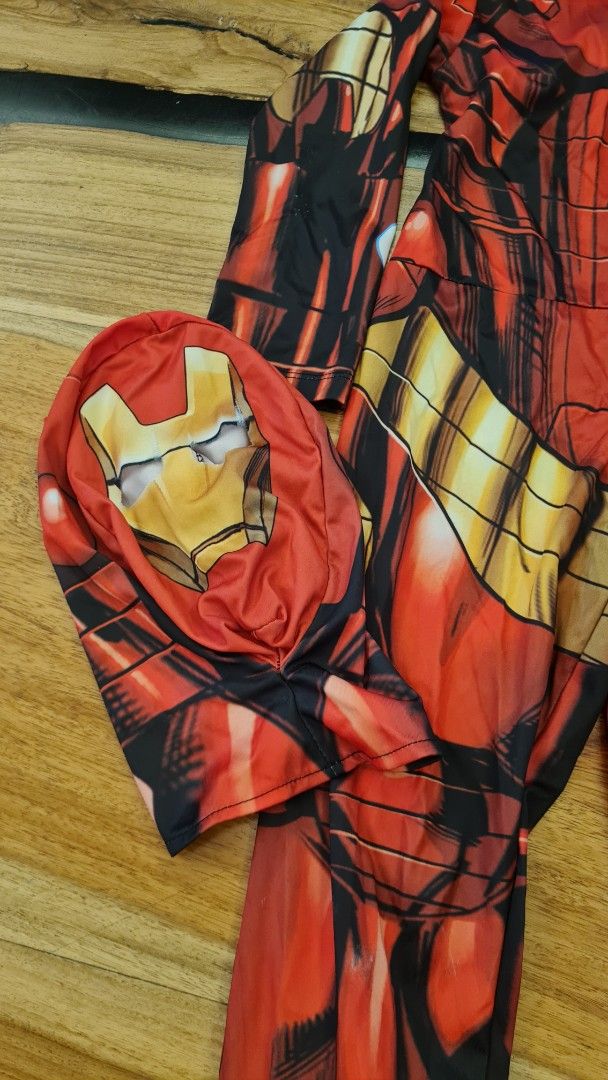 Marvel Iron Man Kid's Costume (Category: Babies & Kids Fashion) located in Cavite. Submitted by helpusdeclutter (Listing ID 1467123701, Image 2). Description: Marvel Iron Man Kid's Costume can fit 5-7 years old. in good condition Selling for P500 only. Complete set: Includes Iron Man jumpsuit and matching hood mask Awesome design: Red and gold printed armor details with a mock arc reactor on the chest Kid-friendly features: Full-length sleeves, a