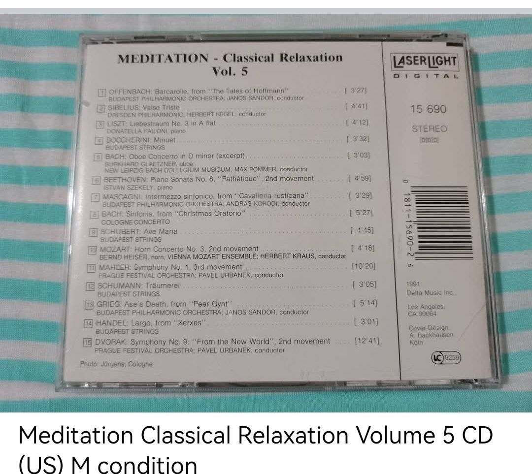 Meditation Classical Relaxation Volume 5 CD (unsealed) (Category: CDs & DVDs) located in Dangcagan. Submitted by cd_haven5 (Listing ID 1467036917, Image 2). Description: #FORSALE #FORSALE #FORSALE #Authentic #Legit #Original We only sell original items. All items posted are on hand. Please message me for availability of the item/s because the items are also posted on my other online stores. All items are imported unless stated PH. We also accept 