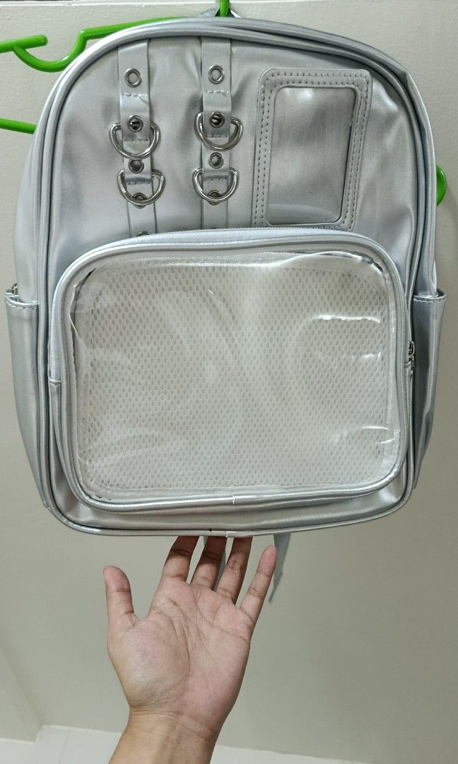 Metallic silver ITA bag pin display (Category: Backpacks) located in Urdaneta. Submitted by tenshi_collections (Listing ID 1466979051, Image 1). Description: -Impulse buy, Once used lang -Decluttering and will be folded during shipment -Shipping starts @ 100, will be using medium or large pack.