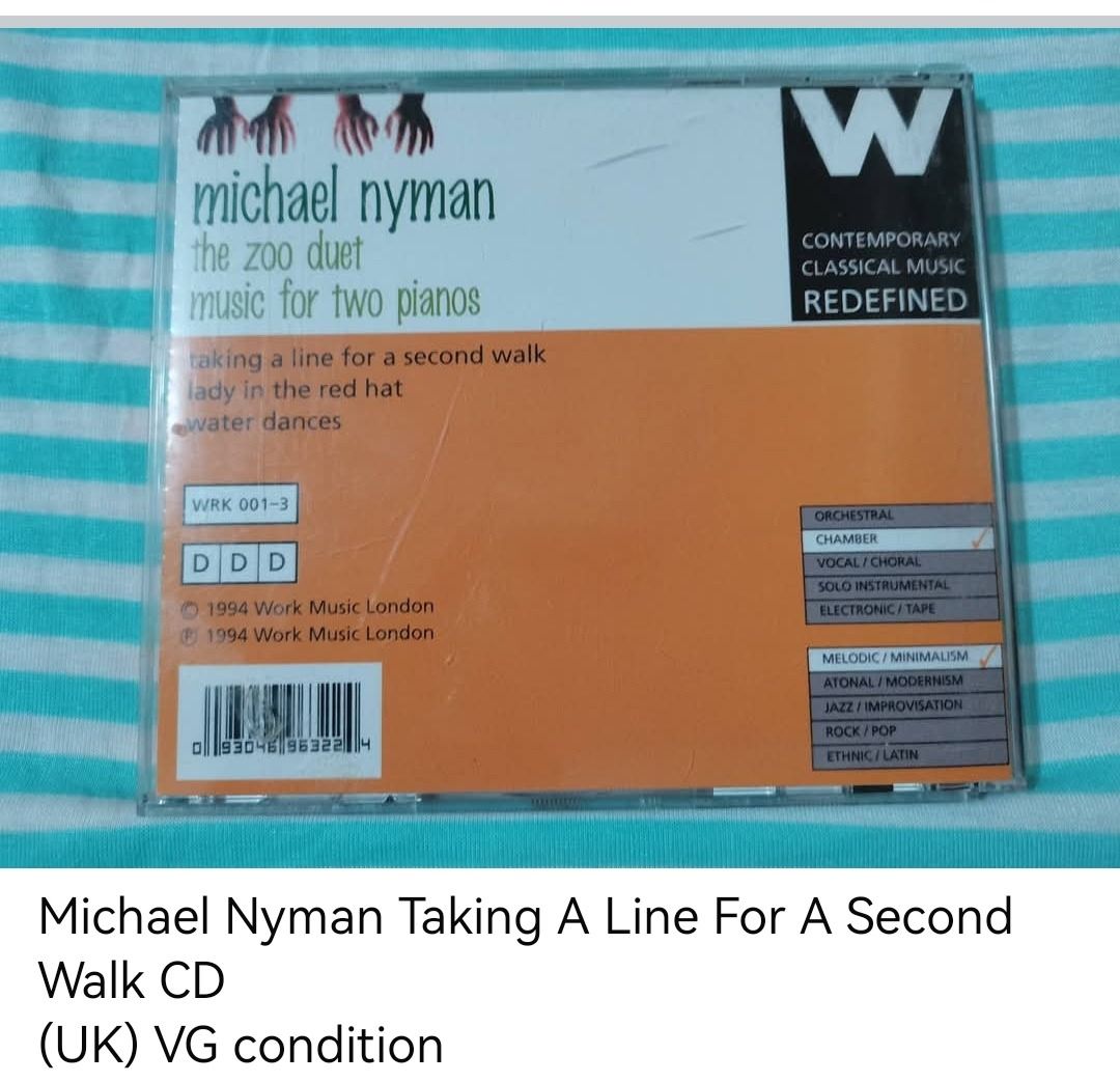 Michael Nyman Taking A Line For A Second Walk CD (unsealed) (Category: CDs & DVDs) located in Dangcagan. Submitted by cd_haven5 (Listing ID 1467016907, Image 2). Description: #FORSALE #FORSALE #FORSALE #Authentic #Legit #Original We only sell original items. All items posted are on hand. Please message me for availability of the item/s because the items are also posted on my other online stores. All items are imported unless stated PH. We also ac
