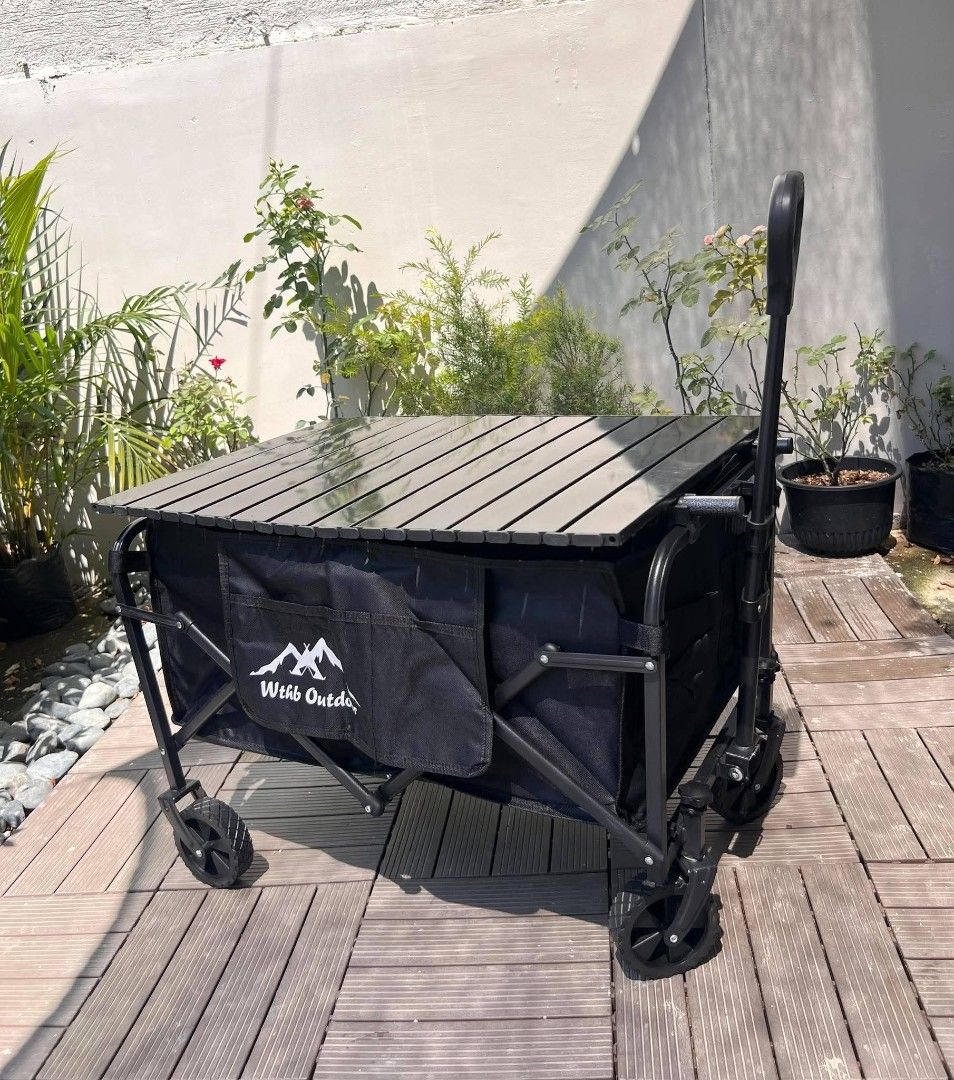 MINI WAGON WITH TABLE TOP (Category: Other Sports Equipment and Supplies) located in Las Pinas. Submitted by shairatorres (Listing ID 1467167826, Image 2). Description: SMALL FOLDING WAGON WITH TABLE TOP ‼️ ₱ 1,700 only set 💰💰 Small wagon only – ₱ 1,300💰💰 (60x38x81cm) ✅ Easy Fold & Store ✅ Heavy-Duty Steel Frame ✅ Smooth Wheels ✅ Portable & Space-Saving ✅ Great for Camping, Beach, Picnic, Market & Pet Use ✅ Ideal for Personal & Business Use �