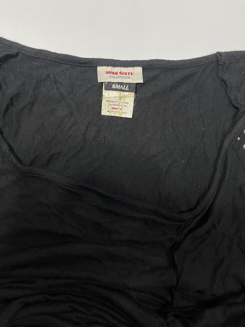 Miss Sixty Y2k Ruched Dress (Category: Dresses) located in Manila. Submitted by kerlythreads (Listing ID 1467140696, Image 3). Description: small issue some missing rhinestones .