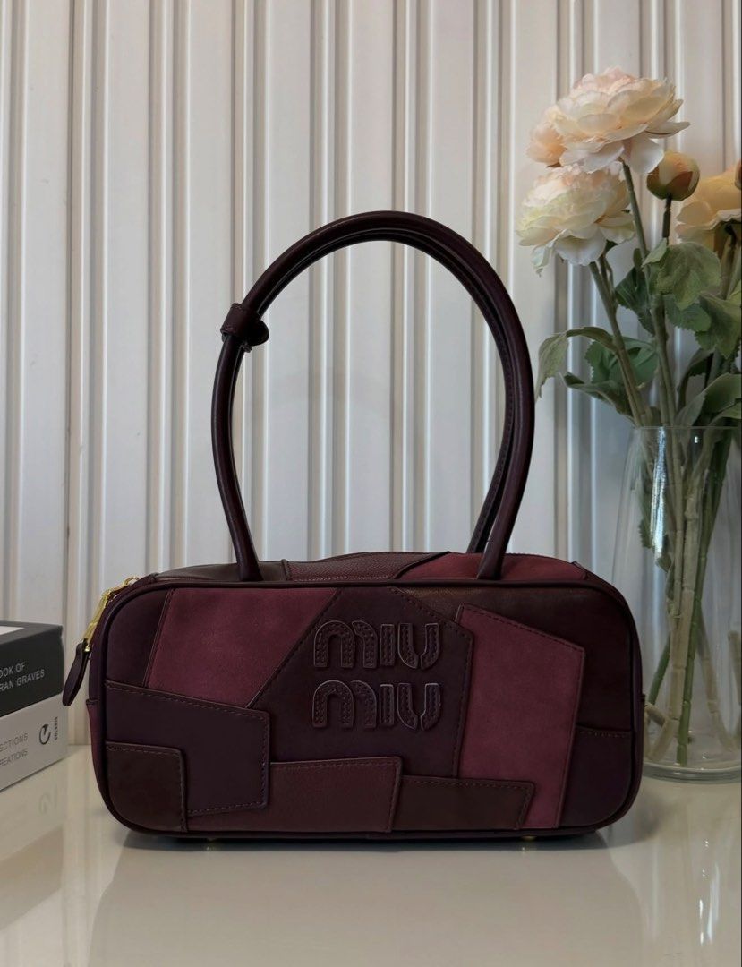 Miu Miu beau patchwork bag (Category: Luxury Bags & Wallets) located in Las Pinas. Submitted by vinccid (Listing ID 1467077858, Image 1). Description: ✨ prestine condition 9.5/10 ✨ thrifted NGA ✨ super pretty in person.