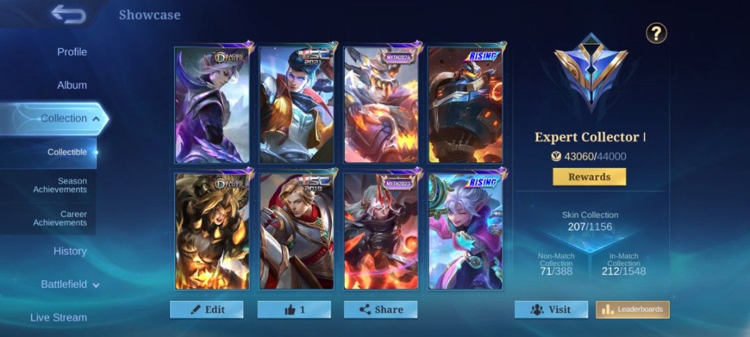 MLBB account (Category: Game Gift Cards & Accounts) located in Singapore. Submitted by rememberyourroots (Listing ID 1467079021, Image 2). Description: selling for 35 can nego WTT/WTS.