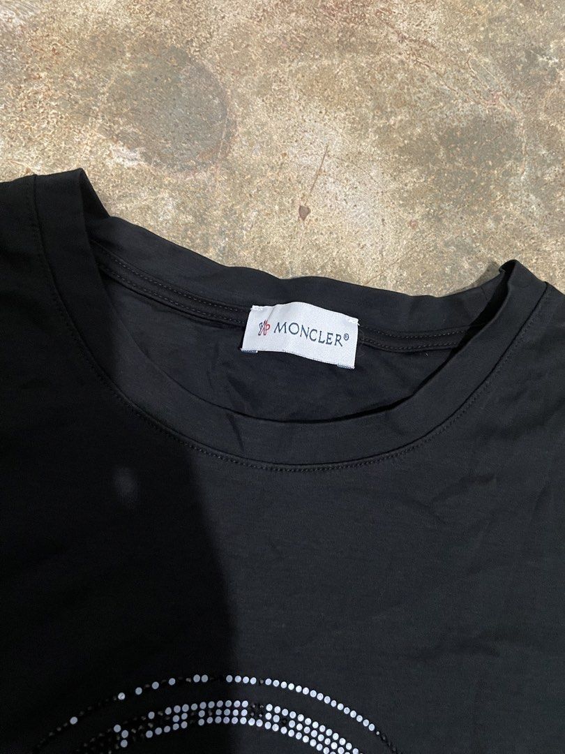 Monclear shirt (Category: Looking For) located in Davao. Submitted by mj_designervintagecurator (Listing ID 1467093862, Image 3). Description: 📌issue may mga na removed rhinestones 📌best fit small to medium.