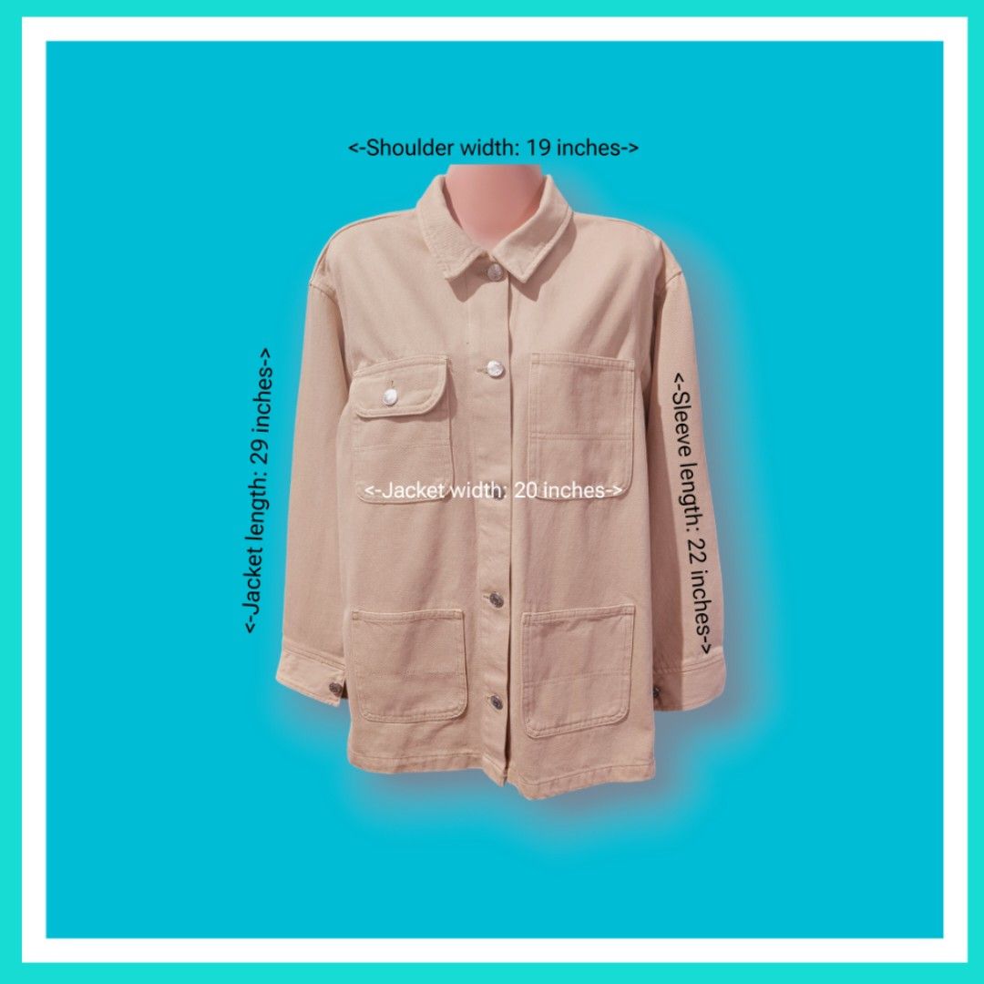 Monki Womens Beige Denim Jacket (Category: Coats, Jackets and Outerwear) located in Bacoor. Submitted by nineties_kid (Listing ID 1467026427, Image 1). Description: >===> Monki Womens Beige Denim Jacket Size: Extra Small on tag. Bu fits Medium. Color: Beige Shoulder width: 19 inches Sleeve length: 22 inches Shirt width: 20 inches Shirt length: 29 inches _________________________ -Modes Of Delivery: J&T/Lalamove/ LBC (Cash on Pick-up/COD) -Meet-up