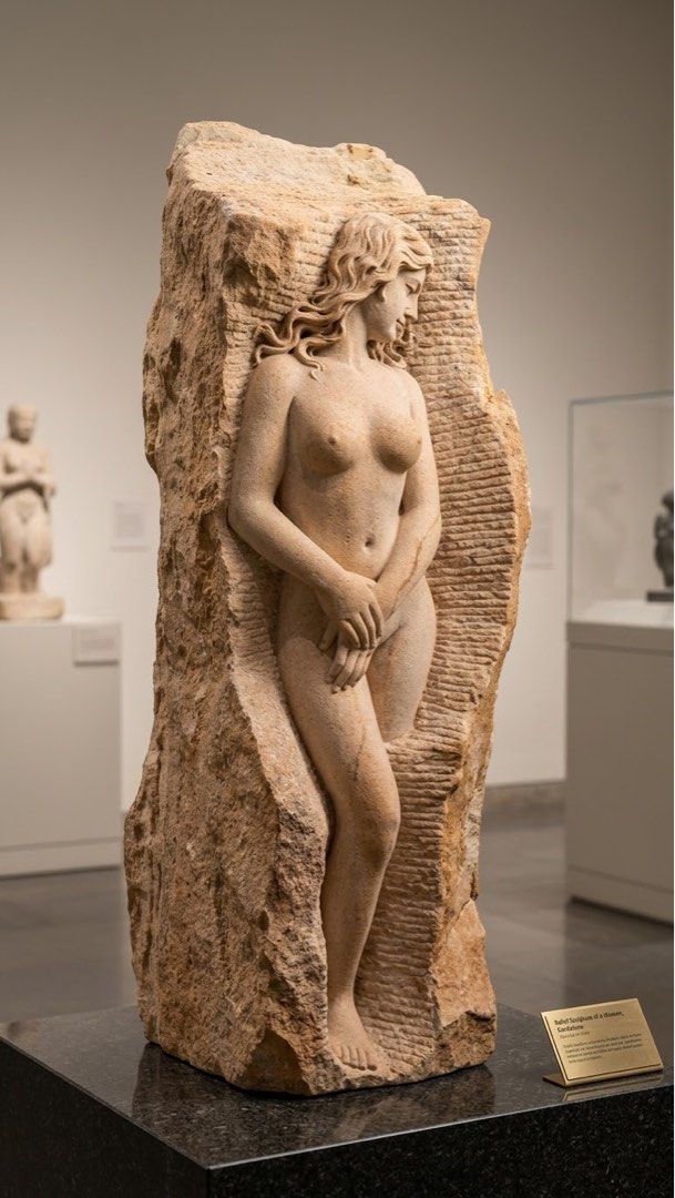 Monumental Hand-Carved Stone Sculpture (Category: Figurines & Statues) located in Taguig. Submitted by ivyzurc (Listing ID 1467152105, Image 3). Description: A TIMELESS STATEMENT PIECE 🗿🏛️ ✦ THE EMERGING MUSE ✦ Monumental Hand-Carved Stone Sculpture A captivating large-scale female figure carved directly from a substantial natural stone block, where refined classical beauty meets the raw, organic character of stone. Flowing hair, graceful propo