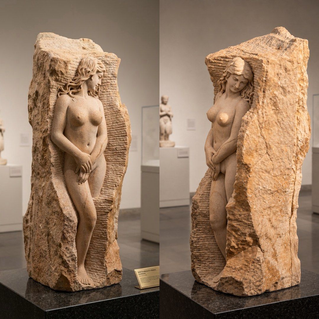 Monumental Hand-Carved Stone Sculpture (Category: Figurines & Statues) located in Taguig. Submitted by ivyzurc (Listing ID 1467152105, Image 1). Description: A TIMELESS STATEMENT PIECE 🗿🏛️ ✦ THE EMERGING MUSE ✦ Monumental Hand-Carved Stone Sculpture A captivating large-scale female figure carved directly from a substantial natural stone block, where refined classical beauty meets the raw, organic character of stone. Flowing hair, graceful propo