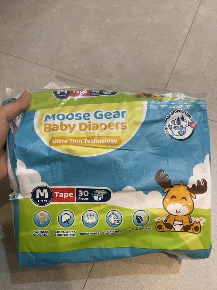 Moose gear baby diapers - M (Category: Diapers & Baby Wipes) located in Antipolo. Submitted by chelsiesm (Listing ID 1467131396, Image 1). Description: Used a few pcs - not hiyang.