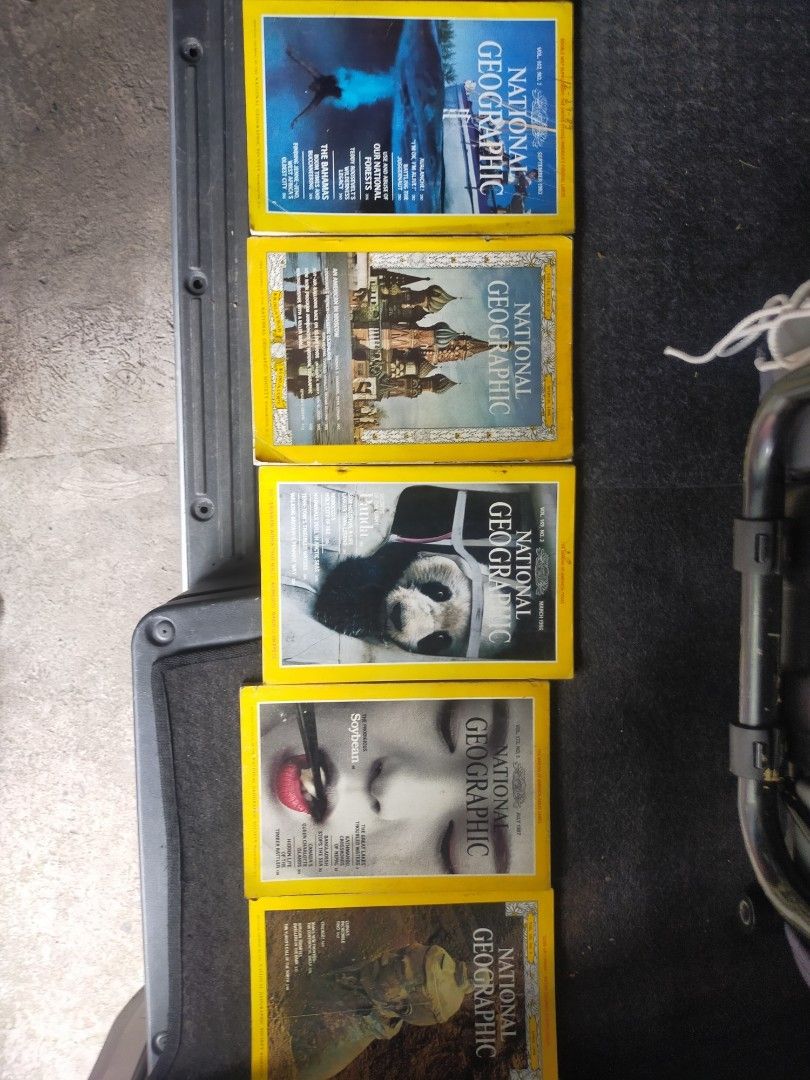 National Geographic Magazines Bundle (Category: Magazines) located in Taytay. Submitted by archie2427 (Listing ID 1465179066, Image 3). Description: - Vintage National Geographic magazine bundle (1960s-1980s) - Take all only - As is - Please manage your expectation since these are way back from the 70's - Condition: Shows shelf wear, creasing, and chipping due to age - Selling as a complete lot only - Ideal for history buffs, geography fans, and 