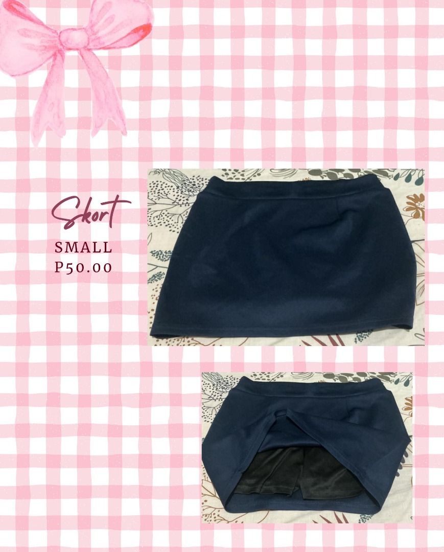 Navy Blue Skort Small (Category: Skirts) located in Caloocan City. Submitted by lovedbyavi (Listing ID 1467094056, Image 1). Description: - Color: Navy blue - Size: Small - Features: Built-in shorts for comfortable everyday movement - Details: Neat waistband stitching - Style: Solid dark color that matches easily with various tops - Condition: Affordable casual wear piece.
