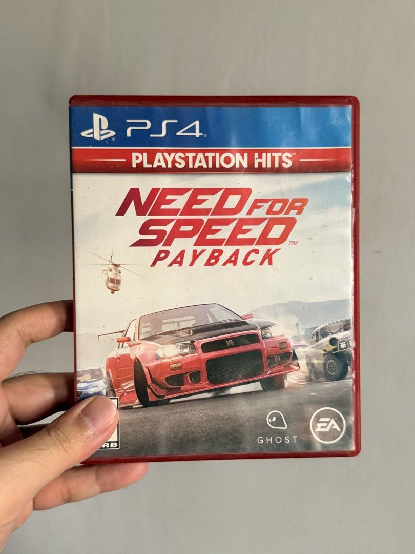 Need for Speed Payback PlayStation Hits PS4 (Category: PlayStation) located in Quezon City. Submitted by deporky (Listing ID 1467071393, Image 1). Description: - Title: Need for Speed Payback - Platform: PlayStation 4 (PS4) - Edition: PlayStation Hits (Red Case) - Region: US / Canada - Inclusion: Original case, cover art, safety leaflet, and game disc - Condition: Disc is clean and free of major scratches.