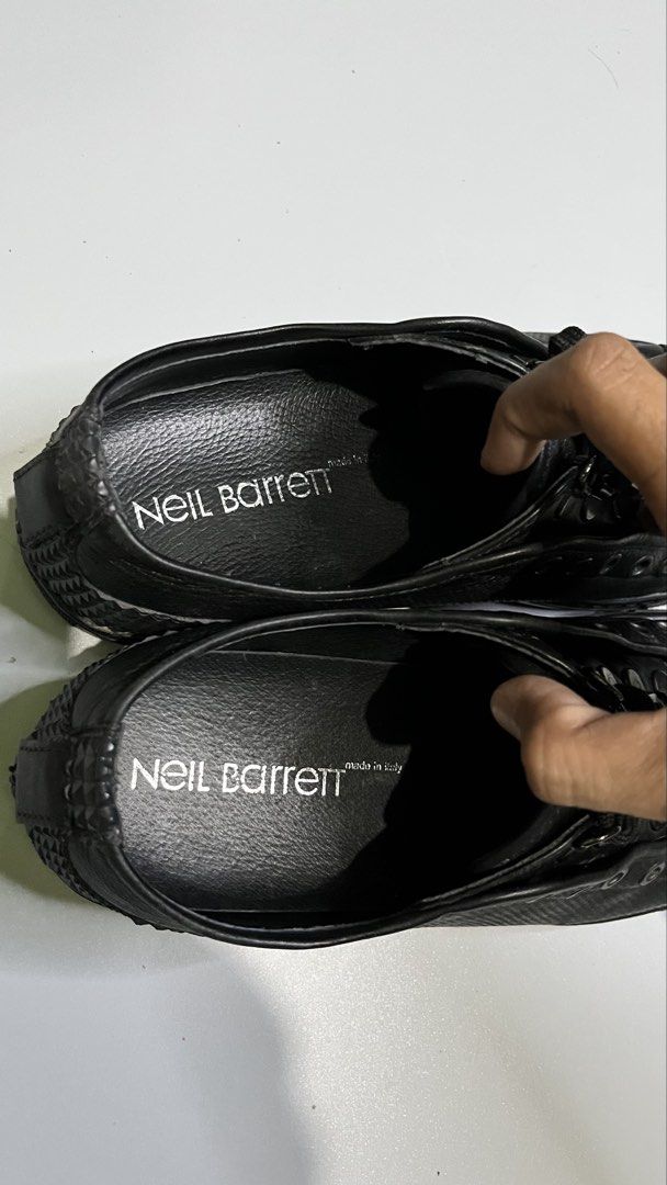 Neil Barrett shoes (Category: Dress Shoes) located in Pagadian. Submitted by lifetalirongan (Listing ID 1467140478, Image 3). Description: Neil Barrett black leather shoes featuring the brand logo on the insole and “made in Italy” lettering..