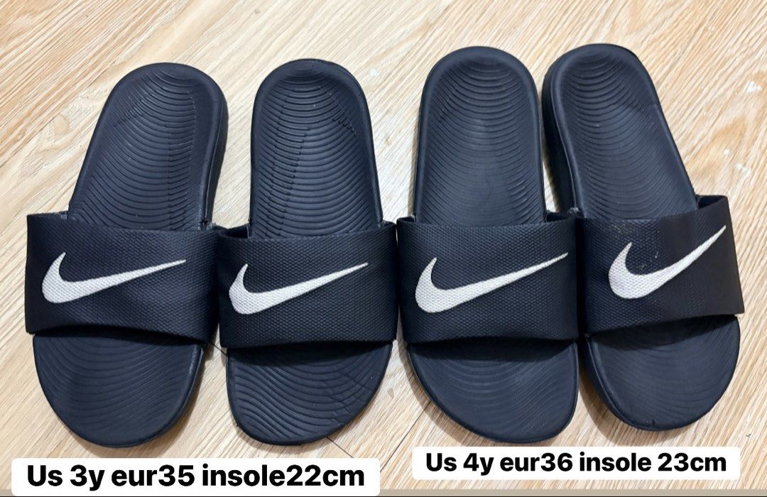 Nike kawa slides us 3y & us4y (Category: Babies & Kids Fashion) located in Koronadal. Submitted by bulilitfam (Listing ID 1466991140, Image 1). Description: Ukaysource ₱280/pair Size detail nsa pics.