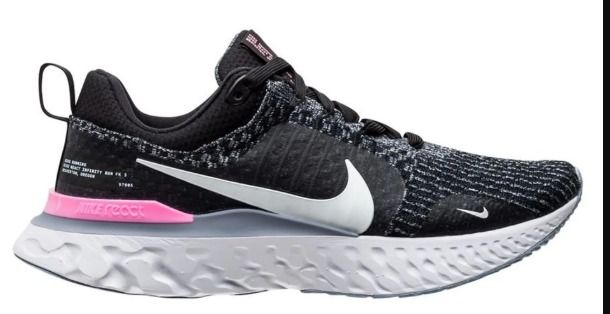 Nike React Infinity Run Flyknit 3 (Category: Sneakers) located in Quezon City. Submitted by jl84206 (Listing ID 1466980639, Image 1). Description: - Model: Nike React Infinity Run Flyknit 3 - Colorway: Black and white knit upper with a white swoosh and bold pink heel accent - Cushioning: Thick white React foam sole for maximum comfort - Features: Heel pull tab for easy wear - Best for: Daily running, gym workouts, and all-day walking - Condition: