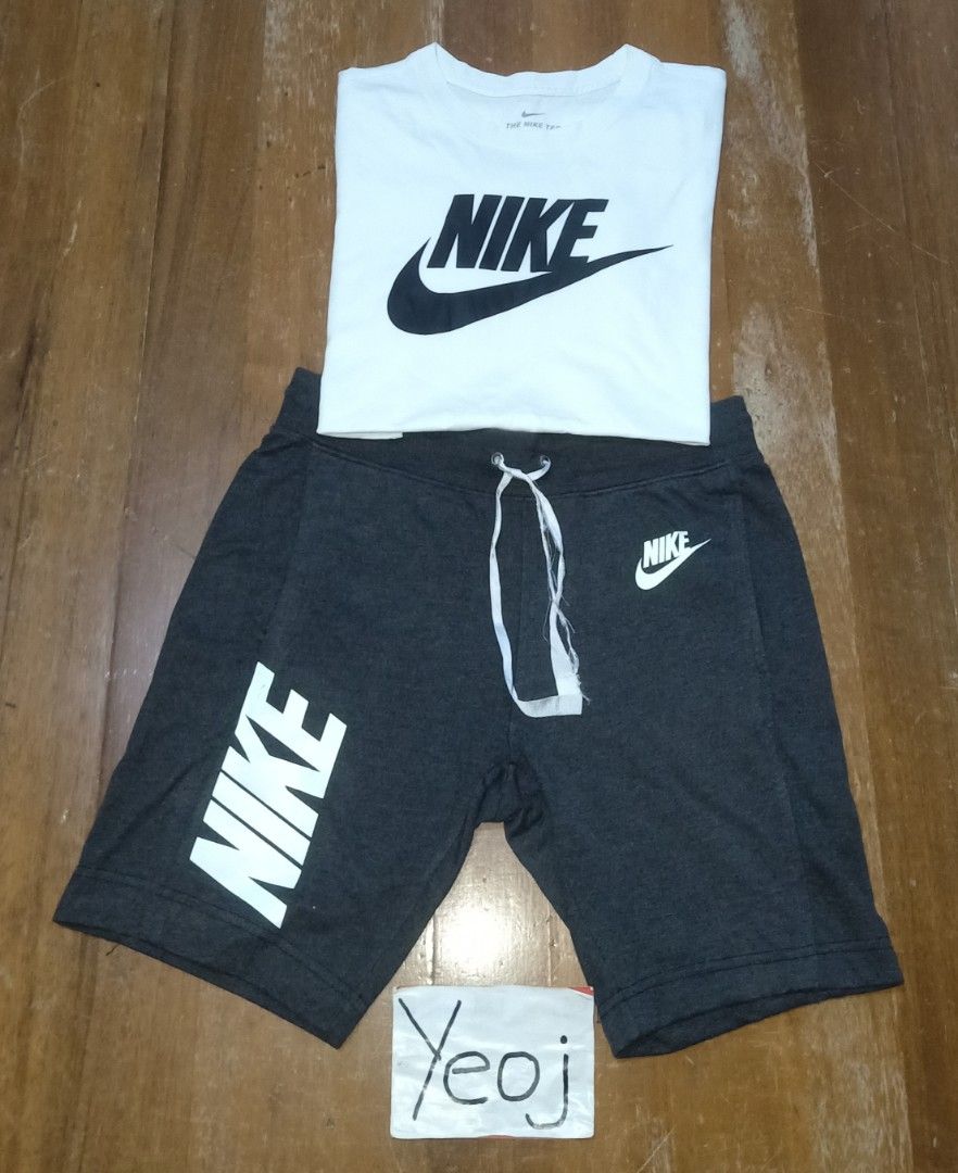 Nike Tee and Short ASPACK ✔️ Both Medium ✔️ (Category: Shorts) located in Tayabas. Submitted by joeyjoe_19 (Listing ID 1467000518, Image 1). Description: #White Tee.. Medium.. W19 x L28 ✔️ #Grey Short.. Medium.. Size 28 to 32 x L19 ✔️ Both Excellent.. 9.5/10 Cr ✔️ No issue.. ASPACK Php 750 Free Shipping ✅.