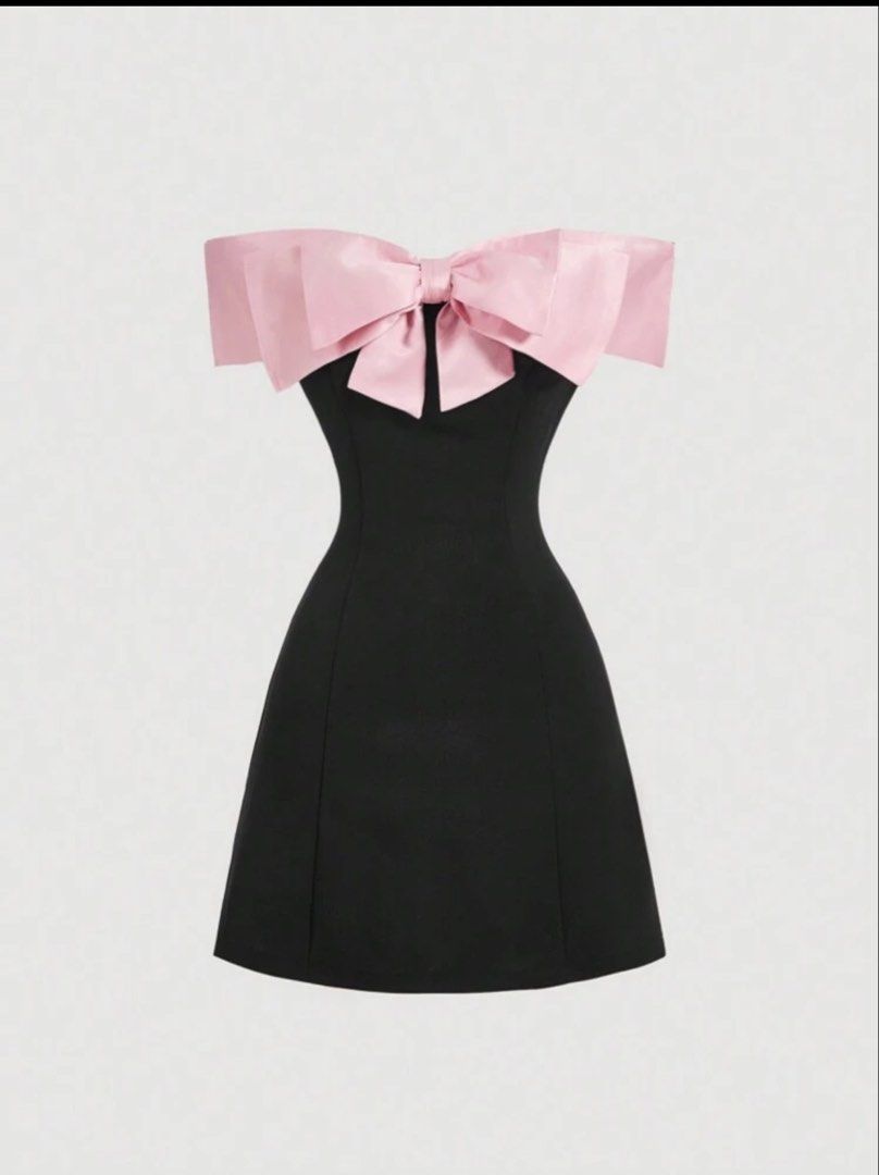 OFF SHOULDER BOW RIBBON BLACK DRESS (Category: Dresses) located in Bulacan. Submitted by beaapasco (Listing ID 1467045885, Image 1). Description: BOW TIE OFF SHOULDER LITTLE BLACK DRESS.