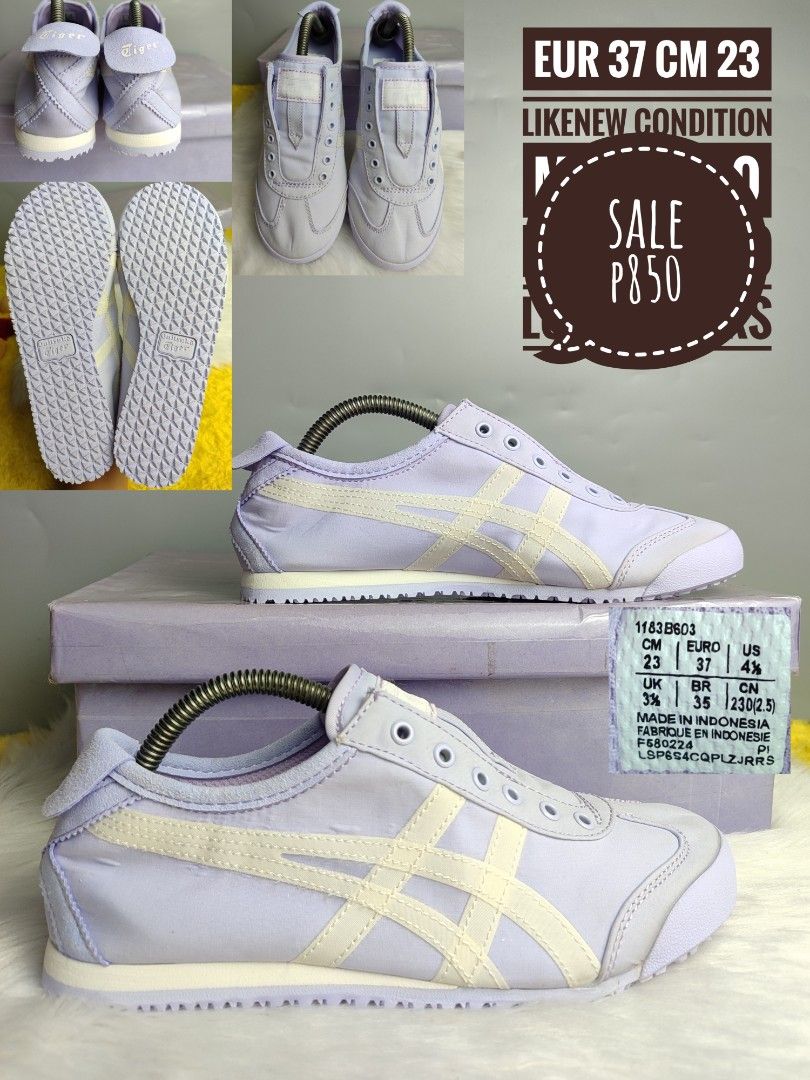 Onitsuka slip on purple (Category: Sneakers) located in Maria Aurora. Submitted by win.hermisthriftstore (Listing ID 1467057541, Image 1). Description: like new condition onitsuka slip on purple no issues/no dragging as in parang brand-new ito.