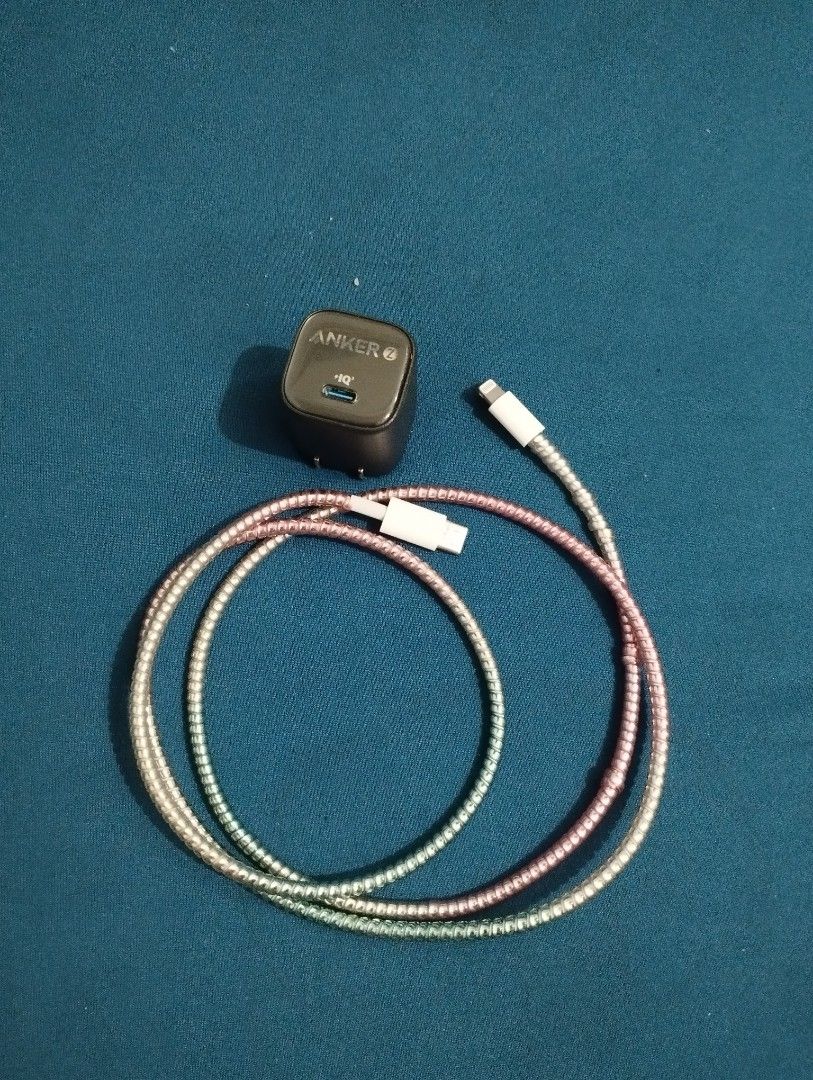 ORIG IPHONE CORD AND ANKER ADAPTOR (Category: Chargers & Cables) located in Manila. Submitted by nikaclyde (Listing ID 1467150591, Image 1). Description: WORKING AND ORIGINAL CORD WITH ANKER ADAPTOR.