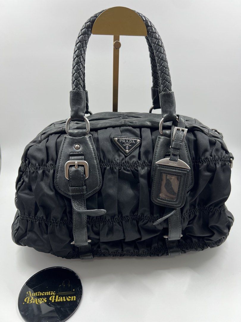 Original Prada Gaufre Black Boston Bag (Category: Luxury Bags & Wallets) located in Cavite. Submitted by authenticbagshavenbyvalg (Listing ID 1467062202, Image 1). Description: 💯Guaranteed Original good condition no major issue.