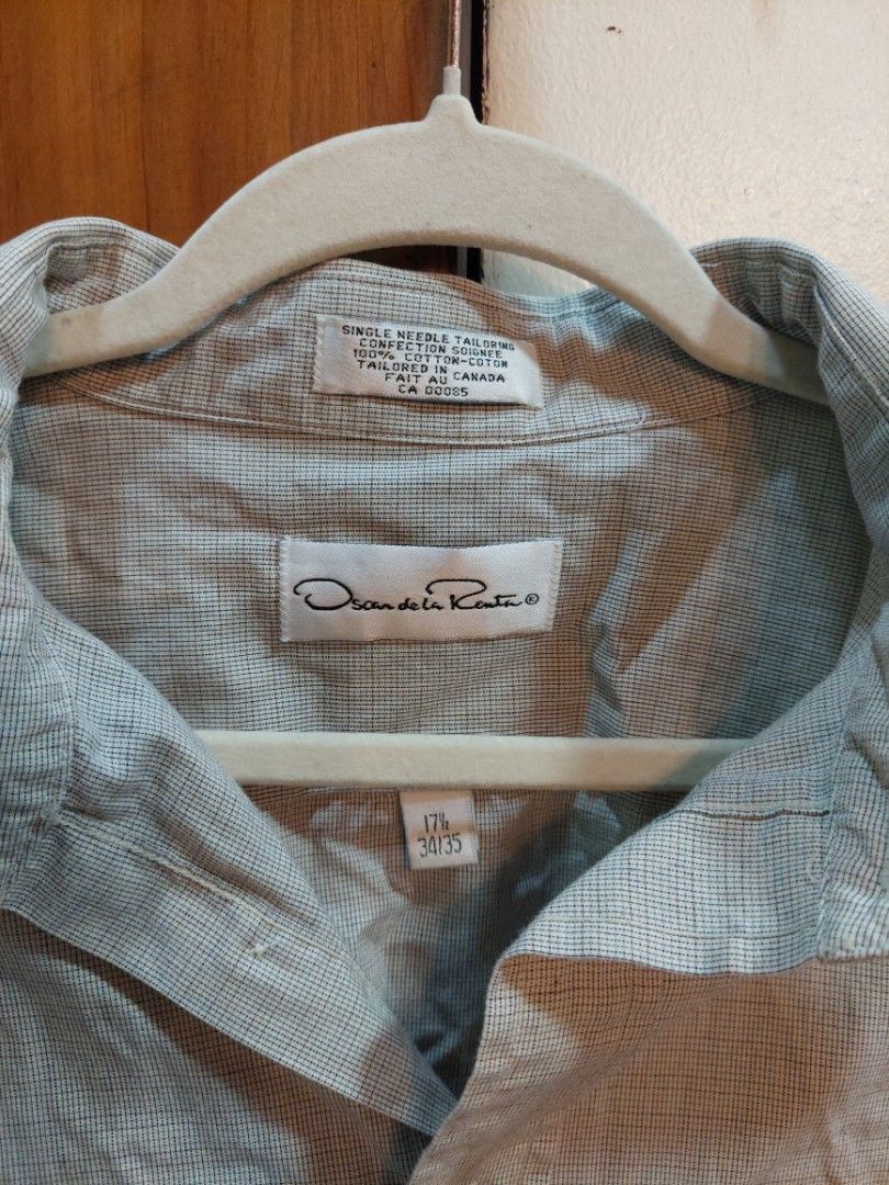 OSCAR DE LA RENTA BUTTON DOWN TAILORED SHIRT (Category: Formal Shirts) located in San Pedro. Submitted by cyanide.slug.cat (Listing ID 1466988736, Image 2). Description: xl-2xl 56" bust 30" length.