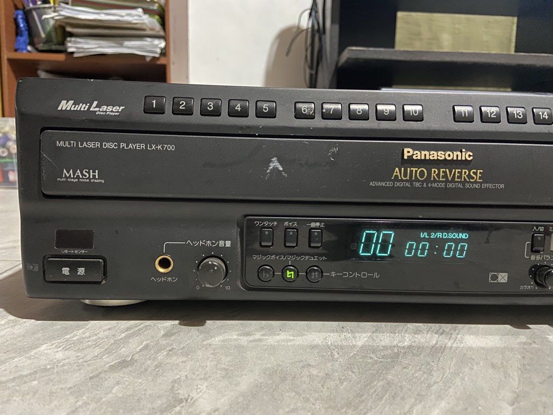Panasonic LX-K700 Multi Laser Disc Player (Category: Blu-Ray & Media Players) located in Malolos. Submitted by anthony_collectibles (Listing ID 1467055742, Image 3). Description: - Model: Panasonic LX-K700 Multi Laser Disc Player - Features: Auto Reverse, MASH multi-stage noise shaping, front mic inputs with volume control, and headphone jack - Usability: Number buttons (1-20) for direct track selection and smooth-opening disc tray - Condition: S