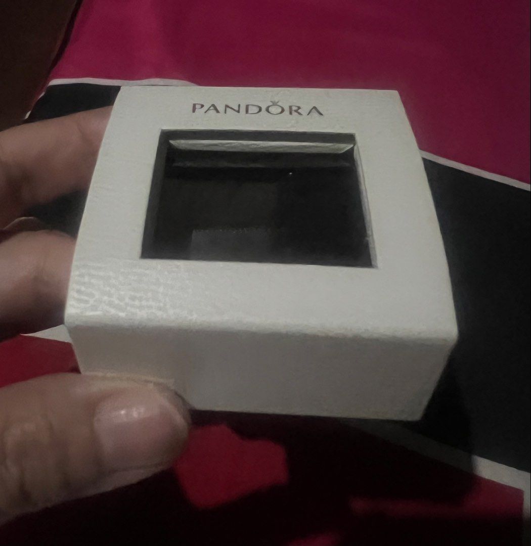 Pandora gift bag, ring boxes and heart box (Category: Accessory Holder, Box & Organizers) located in Caloocan City. Submitted by glamorouslysexy (Listing ID 1466987095, Image 2). Description: - 100% authentic Pandora packaging set - Includes 1 paper gift bag, 2 square (1 with window - ring / charm boxes, and 1 heart-shaped Club box - Soft black velvet interiors to keep your jewelry safe and secure .